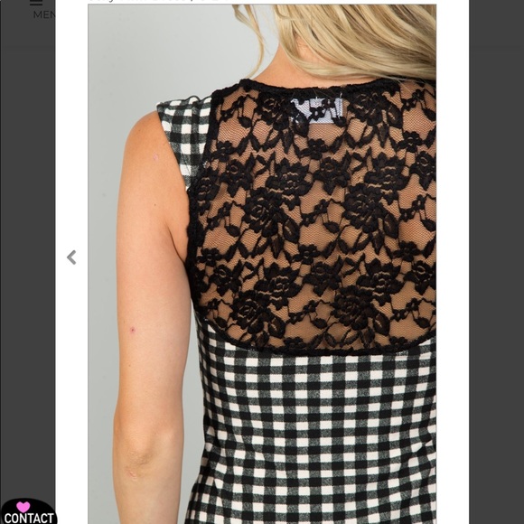 Checkered Lace Mini Dress - Picture 3 of 5